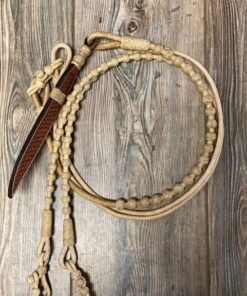 Waxed Nylon Romal Reins with Rawhide Buttons