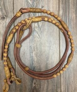 Rolled Leather Romal Reins with Rawhide Buttons