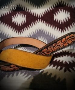 Hand Tooled Floral Belt – 40″