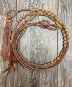 Rolled Leather Romal Reins with Rawhide Buttons