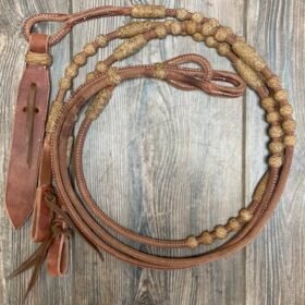 Rolled Leather Romal Reins with Rawhide Buttons