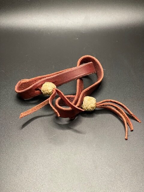Leather Rein Connectors with Rawhide Buttons